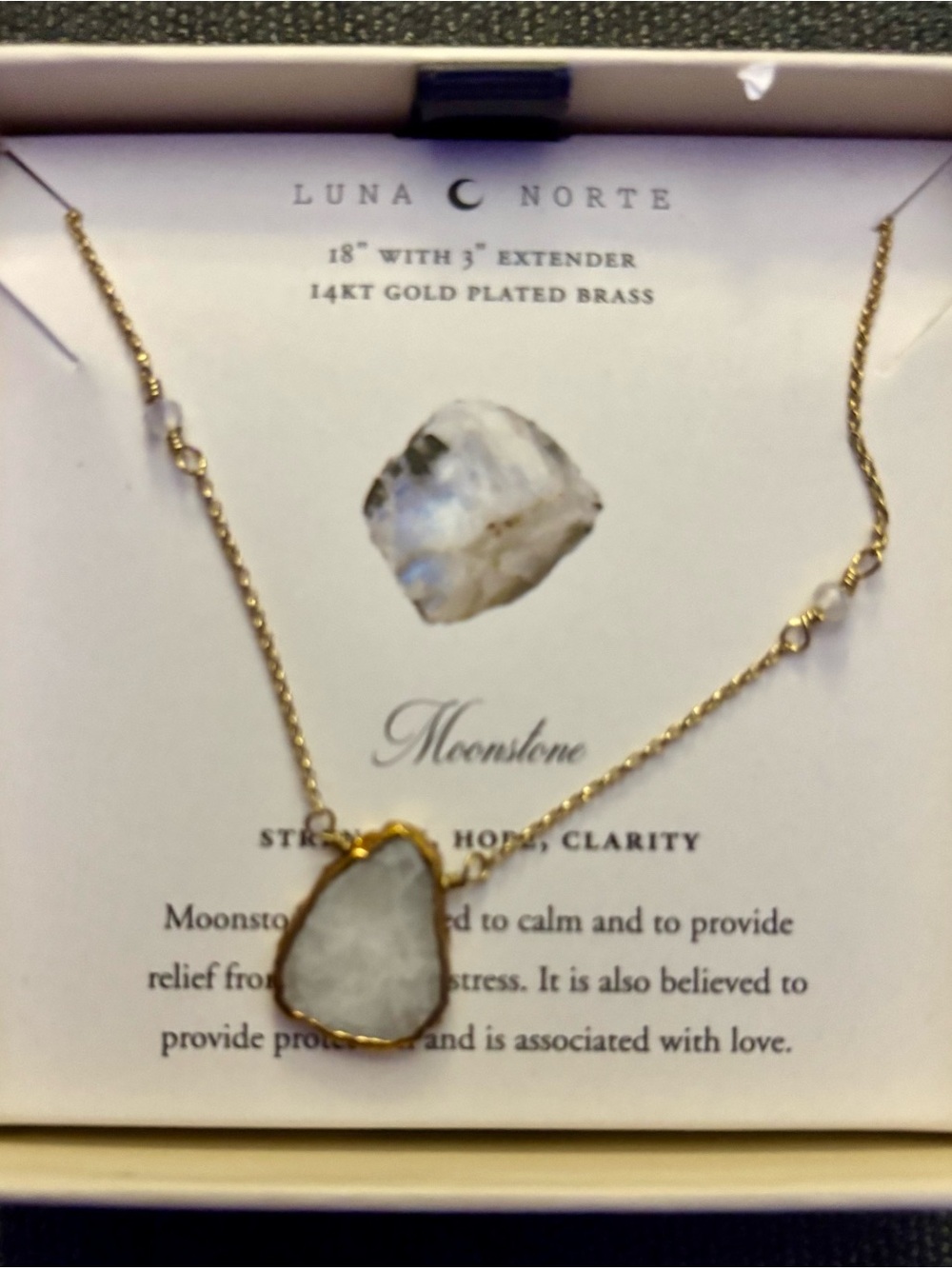 Luna Norte Gold-Plated Moonstone Pendant Necklace - White Moonstone